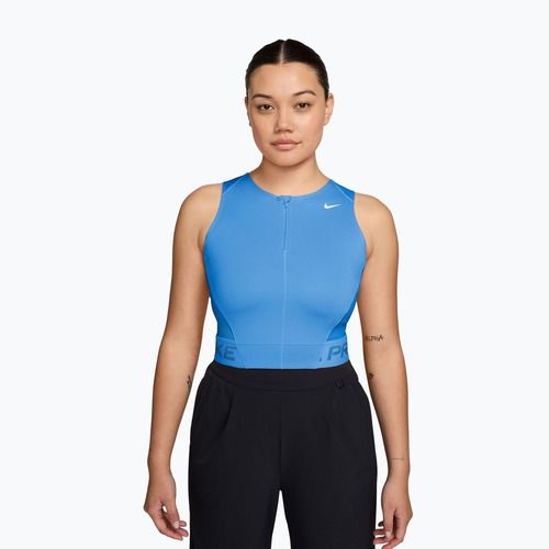 Női edzőpóló Nike Pro Dri-Fit university blue/light photo blue/white