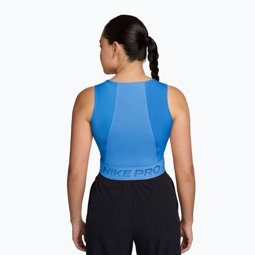 Női edzőpóló Nike Pro Dri-Fit university blue/light photo blue/white