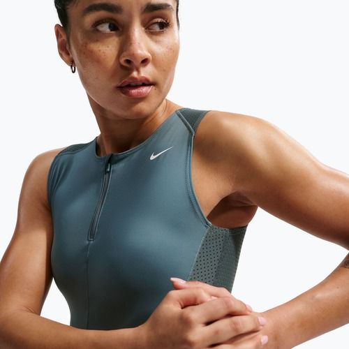 Női edzőpóló Nike Pro Dri-Fit mineral slate/faded spruce/white