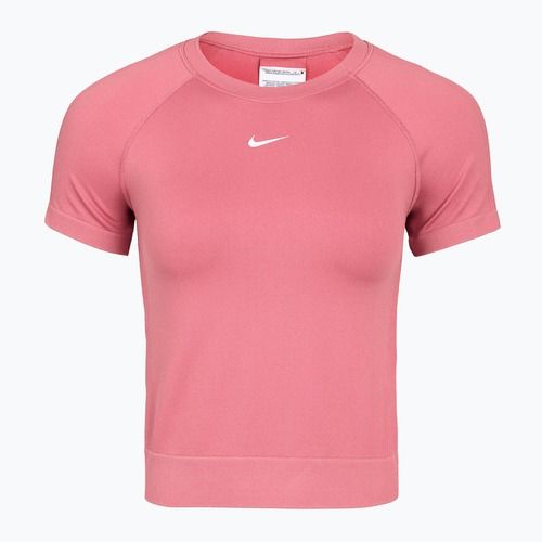 Női edzőpóló Nike Pro Seamless Dri-Fit peony/white