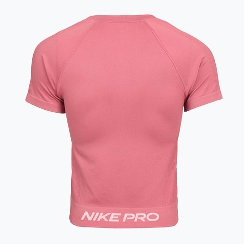 Női edzőpóló Nike Pro Seamless Dri-Fit peony/white
