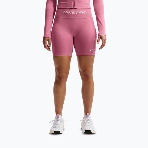 Női edzősort Nike Pro Seamless High Waisted Biker 5" peony/white