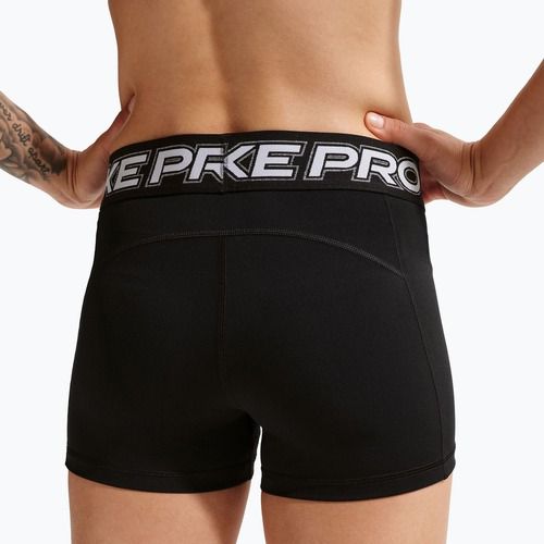 Női edzősort Nike Pro Mid Rise Biker 3" black/white/metallic silver