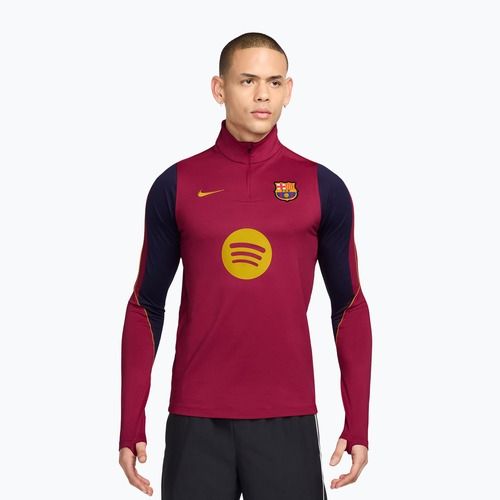 Férfi futball pulóver Nike FC Barcelona Strike Soccer Drill Top noble red/mineral yellow/mineral yellow