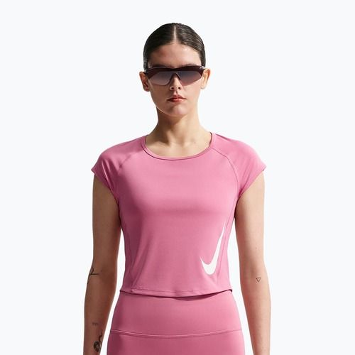Női futópóló Nike Swoosh Run Dri-Fit peony/photon dust/white