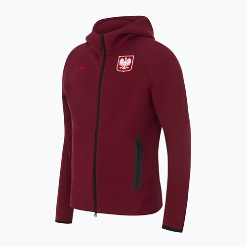 Férfi futballpulóver Nike Tech Fleece Poland Full Zip Hoodie team red