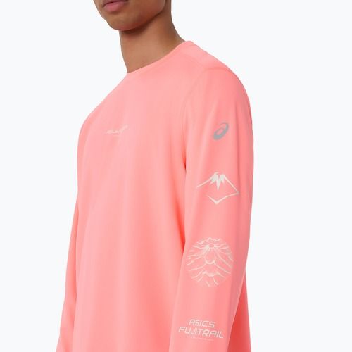 Férfi futó hosszú ujjú póló Asics Fujitrail Logo Ls Top Sun Coral