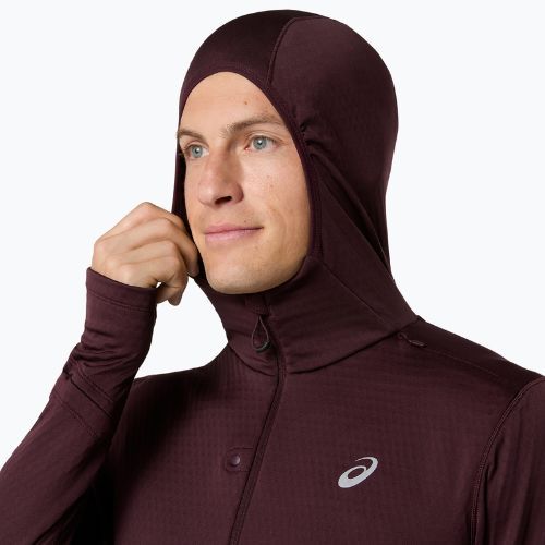 Férfi futópulóver ASICS Road Winter Ls Hoodie dark currant