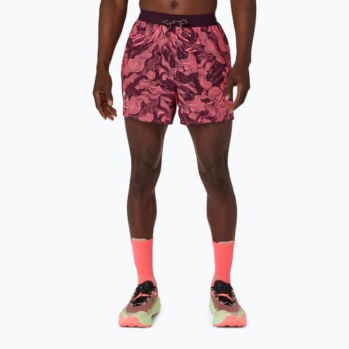 Férfi futónadrág Asics Fujitrail All Over Print 5In Short Blazing Coral/Dark Aubergine