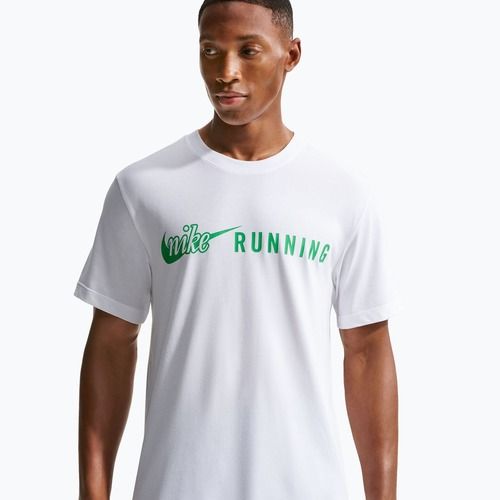 Férfi futó póló Nike Dri-Fit Running T-Shirt white/green spark