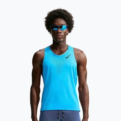 Férfi futó póló Nike AeroSwift light current blue/black