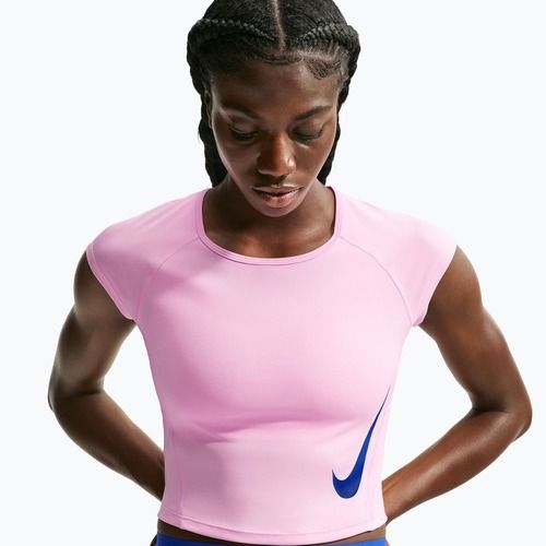 Női futó póló Nike Tempo Swoosh Run Dri-Fit pink rise/pink rise/old royal