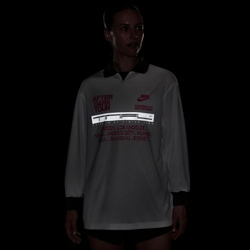 Női hosszú ujjú póló futáshoz Nike After Dark Tour white/anthracite