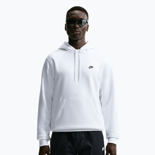 Férfi pulóver Nike Club Pullover Hoodie white/white/black