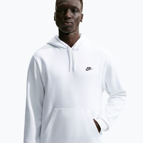 Férfi pulóver Nike Club Pullover Hoodie white/white/black