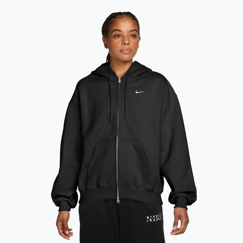 Női pulóver Nike Studio Fleece Medium Weight Oversized Full Zip total black/sail