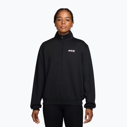 Női edzőpulóver Nike Studio Fleece Sport black/university red/white