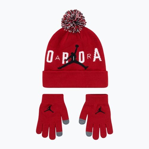 Czapka + rękawiczki dziecięce Nike Jordan Pom Beanie Set gym red