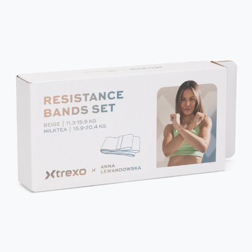 Edző gumiszalag készlet XTREXO x Anna Lewandowska bands Beige/Milktea