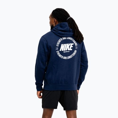 Férfi pulóver Nike Strength S&C Hoodie navy/white