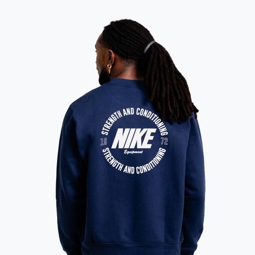 Férfi pulóver Nike Strength S&C Crewneck navy/white