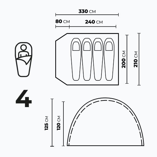 4 személyes KADVA CAMPdome 4 kempingsátor kék