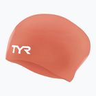 Úszósapka TYR Long Hair Wrinkle Free Silicone coral/white