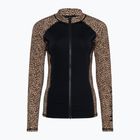 Női hosszú ujjú felső úszáshoz Hurley Leopard Zip Front brown sugar