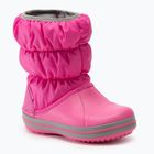 Crocs Winter Puff Kids electric pink/light grey gyerek hótaposó