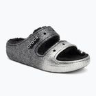 Crocs Classic Cozzzy Glitter szandál fekete/ezüst flip-flopok