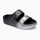 Crocs Classic Cozzzy Glitter szandál fekete/ezüst flip-flopok
