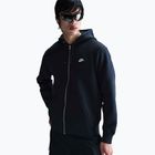 Férfi Nike Club teljes cipzáras kapucnis pulóver obszidián/obszidián/fehér