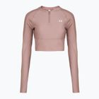 Női edző hosszú ujjú Under Armour HeatGear Rib 1/4 Zip turmalin rózsaszín/turmalin rózsaszín/fehér
