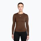 Női edző hosszú ujjú póló Nike One Fitted cacao wow/white