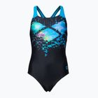 Gyermek egyrészes fürdőruha arena Multi Pixels New Swim Pro Back fekete/türkizkék