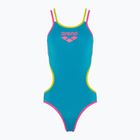 Női egyrészes fürdőruha arena One Double Cross Back One Piece türkiz/fluo rózsaszín/lágy zöld