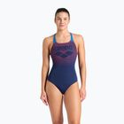 Női egyrészes fürdőruha arena Foggy Dots Swim Pro Back navy / blue cosmo