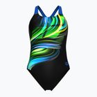 Női egyrészes fürdőruha arena Bloom Swim Pro Back Lb multi fekete/fekete/kék porcelán