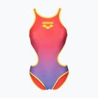 Női egyrészes fürdőruha arena One Shaded Print Tech One Back bright coral royal multi/soft green