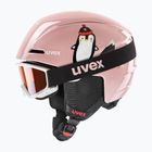 Gyerek sísisak UVEX Viti Set + gogle Speedy Pro pink penguin/lasergold lite