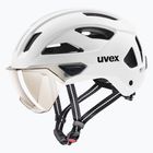 Kerékpáros sisak UVEX Stride Visor fehér matt/litemirror ezüst