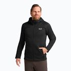 Férfi túrapulóver Jack Wolfskin Peak District kapucnis, teljes cipzár fekete