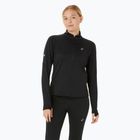 Női ASICS Road Winter 1/2 Zip Mid Layer teljesítményű fekete futó melegítőfelső