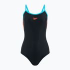 Speedo női egyrészes fürdőruha Dive Thinstrap Muscleback fekete / vulkanikus narancssárga