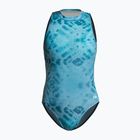 Női egyrészes fürdőruha ZONE3 High Neck Costume teal tie dye