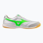 Férfi futballcipő Mizuno Morelia Sala Pro IN fehér/neonzöld/galaxy ezüst