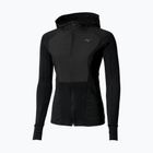Női futó dzseki Mizuno Active Warm Hybrid Full Zip kapucnis dzseki fekete