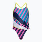 Speedo Placement Lane Line Line Back cerulean kék/lila rózsaszín/bitter lime/bolt egyrészes gyermek fürdőruha