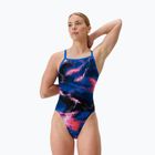 Női egyrészes Speedo FL Printed Turnback úszódressz elektrostatikus/kék lagúna