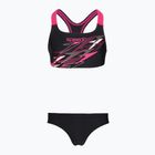 Gyermek kétrészes fürdőruha Speedo Medley Logo Racerback 2pc anthracite/pink